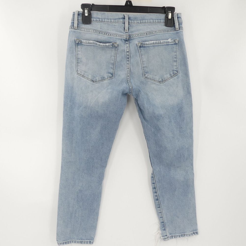 Frame Le Garcon Crop Distressed Medium Wash Blue Women's 25‎ - Picture 4 of 9